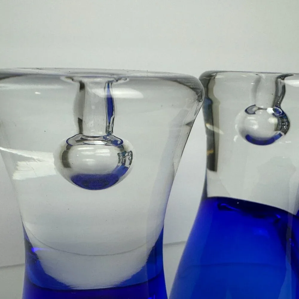 Set of 3 Block Stockholm Cobalt Blue Crystal Glasses with Controlled Bubble 7.5